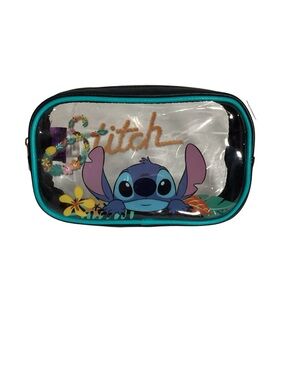 Disney Lilo & Stitch Clear Plastic Makeup Cosmetic Travel Bag Pencil Holder NWOT